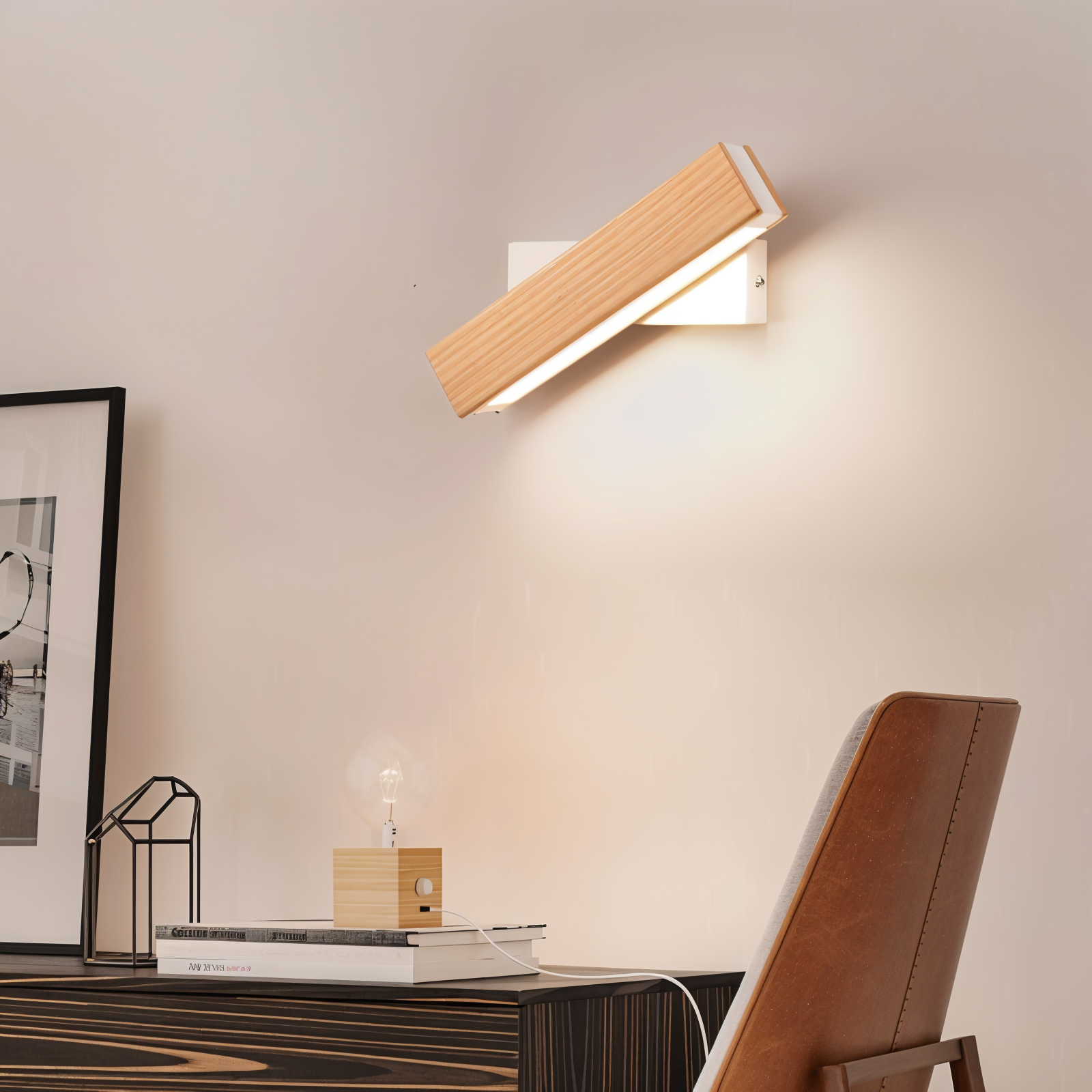 SfeerHout -  360° Draaibare LED Wandlamp