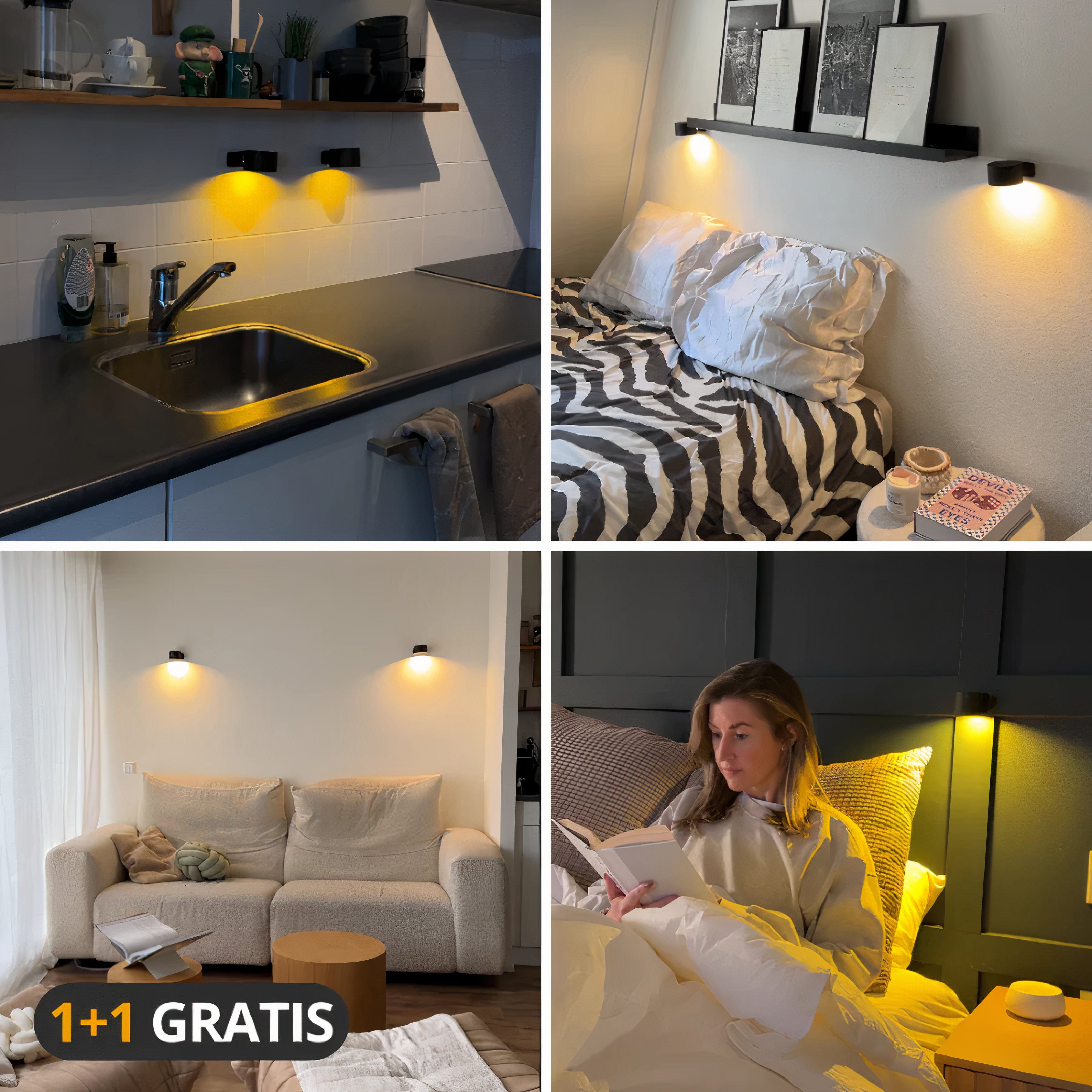 InfiniteGlow I Draadloze Dimbare LED Wandlamp met 360° Draaifunctie